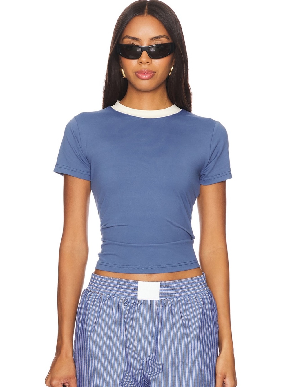 Lioness Blue club tee Short-Sleeve Contrast Crewneck Tee size small